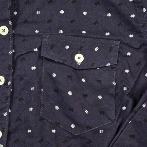 Bit and Bridle Shirt Womens Large Button Down Navy Blue Horse Equestrian Ranch - Picture 12 of 13